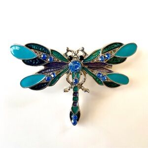 Beautiful BETSY JOHNSON Royal Blue Turquoise and Purple Crystal & Enamel Pin